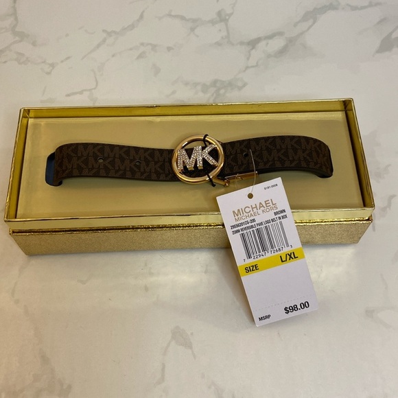 MICHAEL Michael Kors Accessories - New Michael Kors Logo Belt brown w Gold Hardware